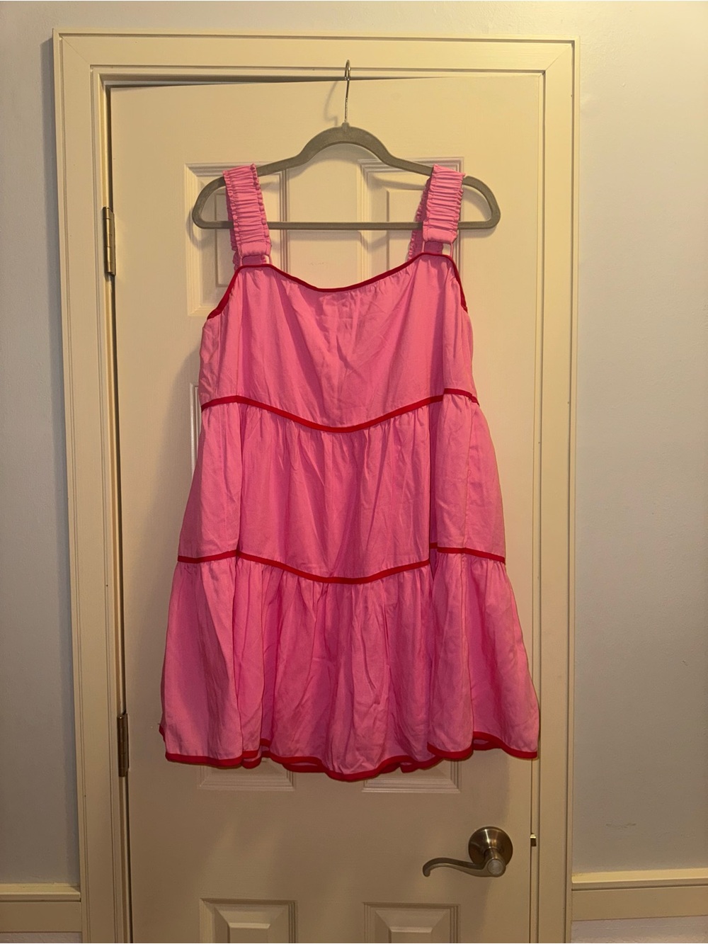 Pink Lily Pink Dress with Red Trim